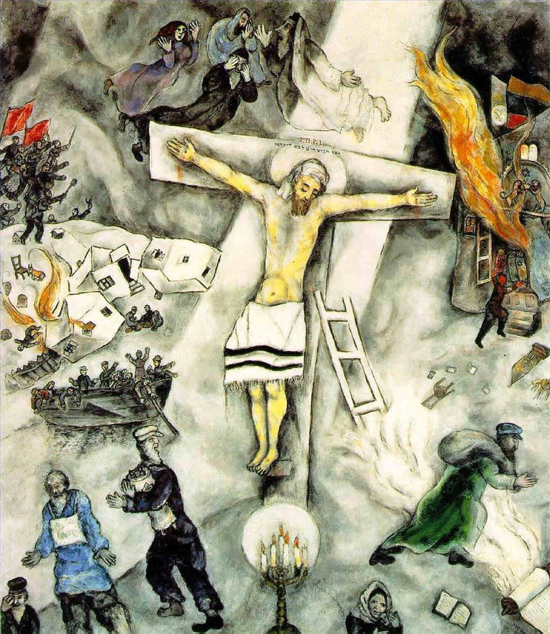 White Crucifixion contemporary Marc Chagall Oil Paintings